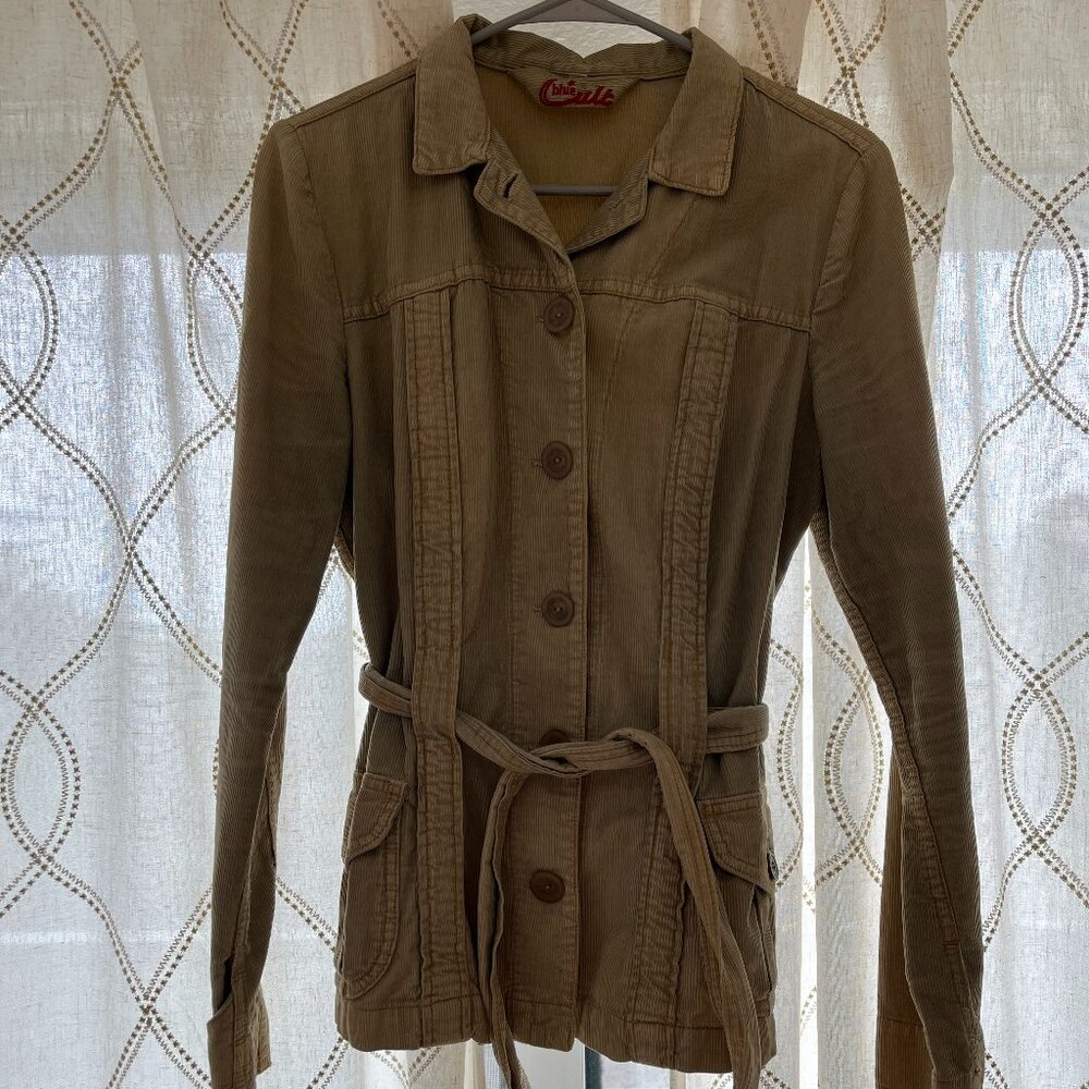 Corduroy Coat with Waist Tie